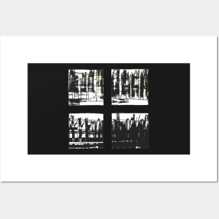 Liminal Space in Monocrome Abstraction through 4 windows Posters and Art